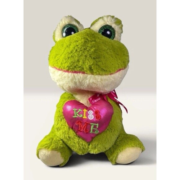 Inter-American Other - Inter American Frog Plush 10” Valentines Kiss Me Heart Stuffed Animal Green Love